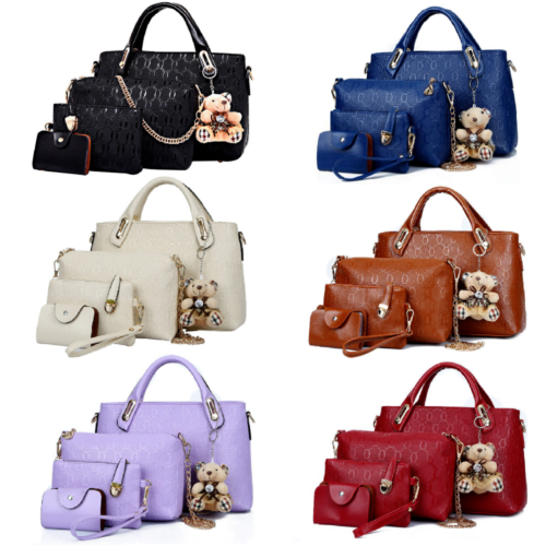 4Pcs/Set Women Lady Leather Handbags Messenger Shoulder Bags Tote Satchel Purse